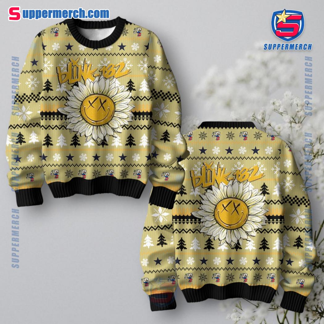 Blink-182 Sunflower Ugly Christmas Sweater c