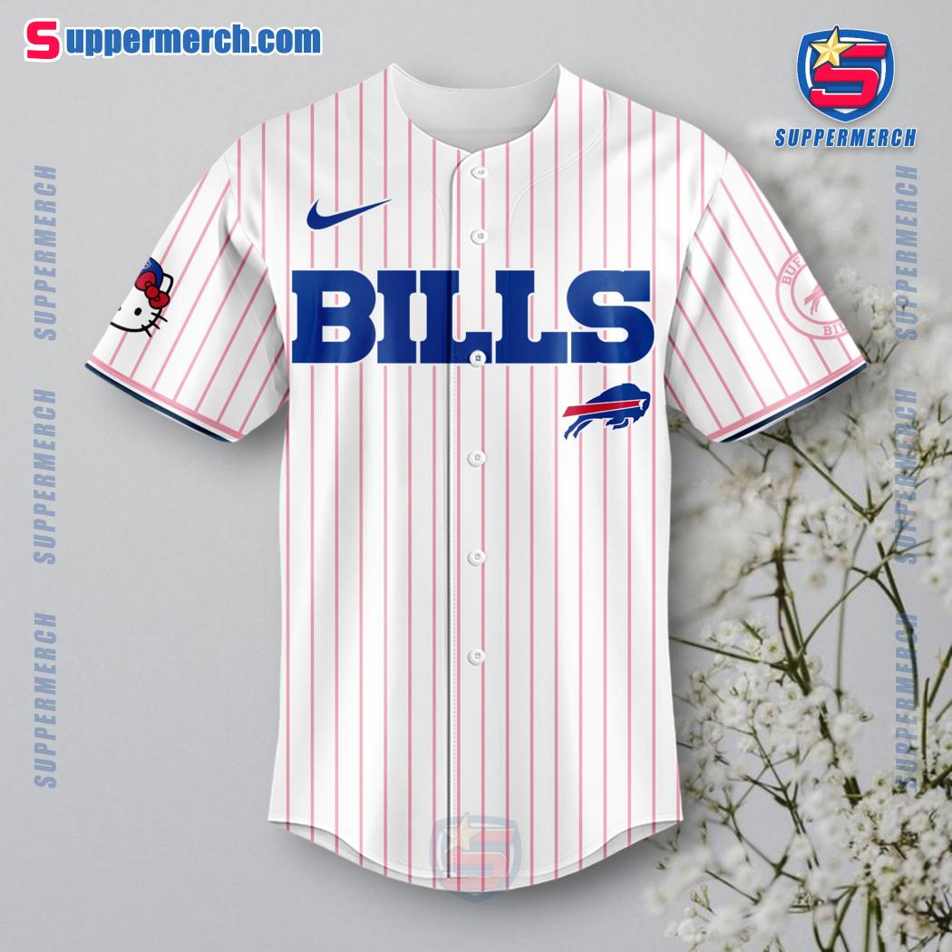 Buffalo Bills X Hello Kitty Thin Stripes Baseball Jersey 2024 b