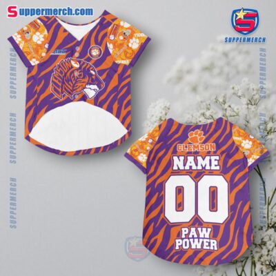 Clemson Tigers Paw Power Personalized Pet Jersey a