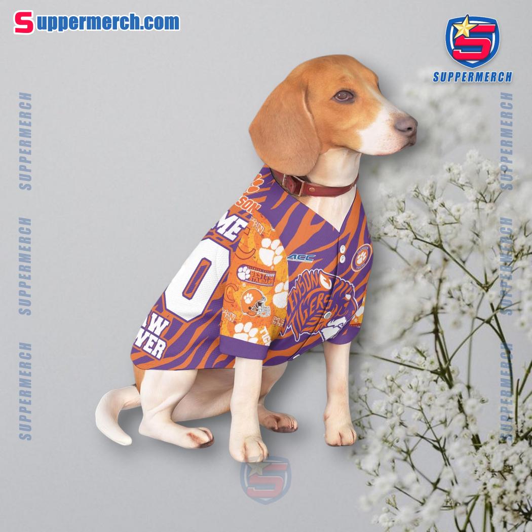 Clemson Tigers Paw Power Personalized Pet Jersey b