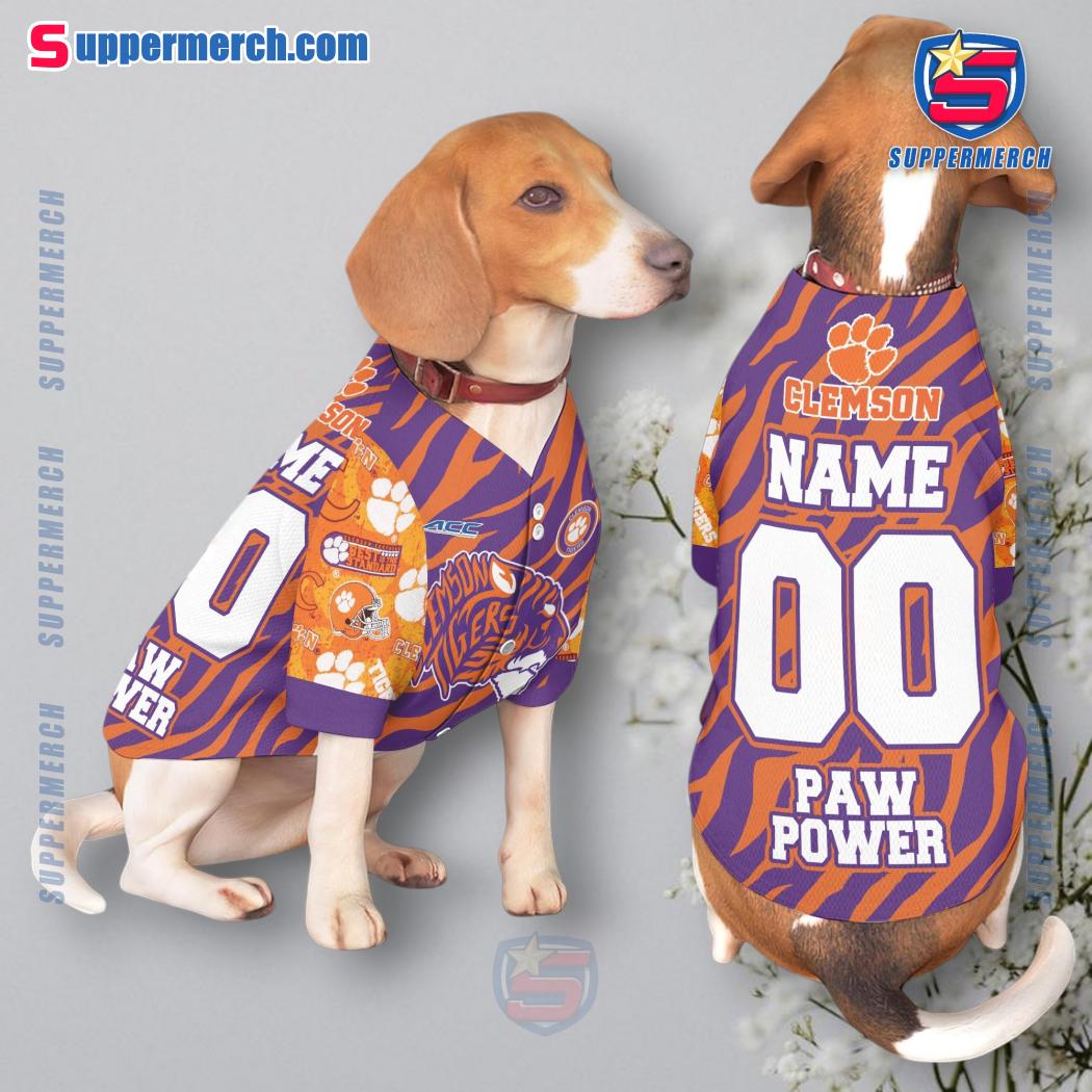 Clemson Tigers Paw Power Personalized Pet Jersey