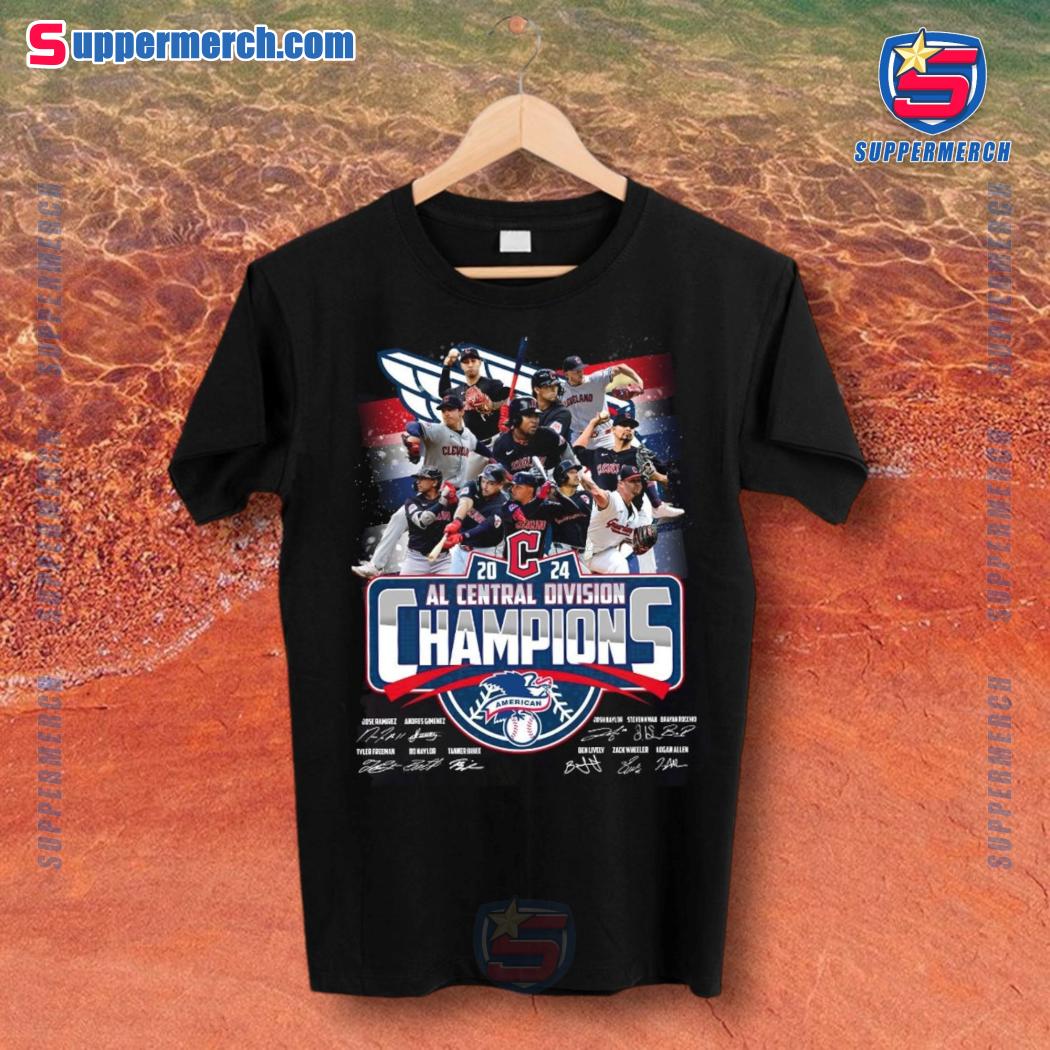 Cleveland Guardians 2024 AL Central Division Champions Signatures Shirt c