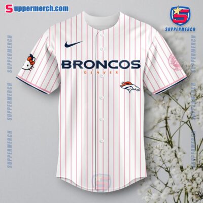 Denver Broncos X Hello Kitty Thin Stripes Baseball Jersey 2024 a