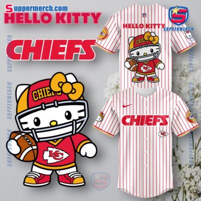 Kansas City Chiefs X Hello Kitty Thin Stripes Baseball Jersey 2024