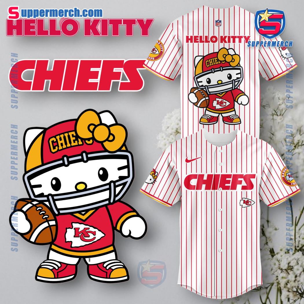 Kansas City Chiefs X Hello Kitty Thin Stripes Baseball Jersey 2024