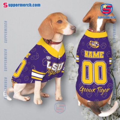 Lsu Tigers Geaux Tiger Paw Personalized Pet Jersey a