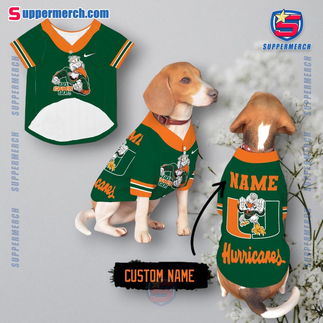 Miami Hurricanes Go Canes Go Personalized Pet Jersey