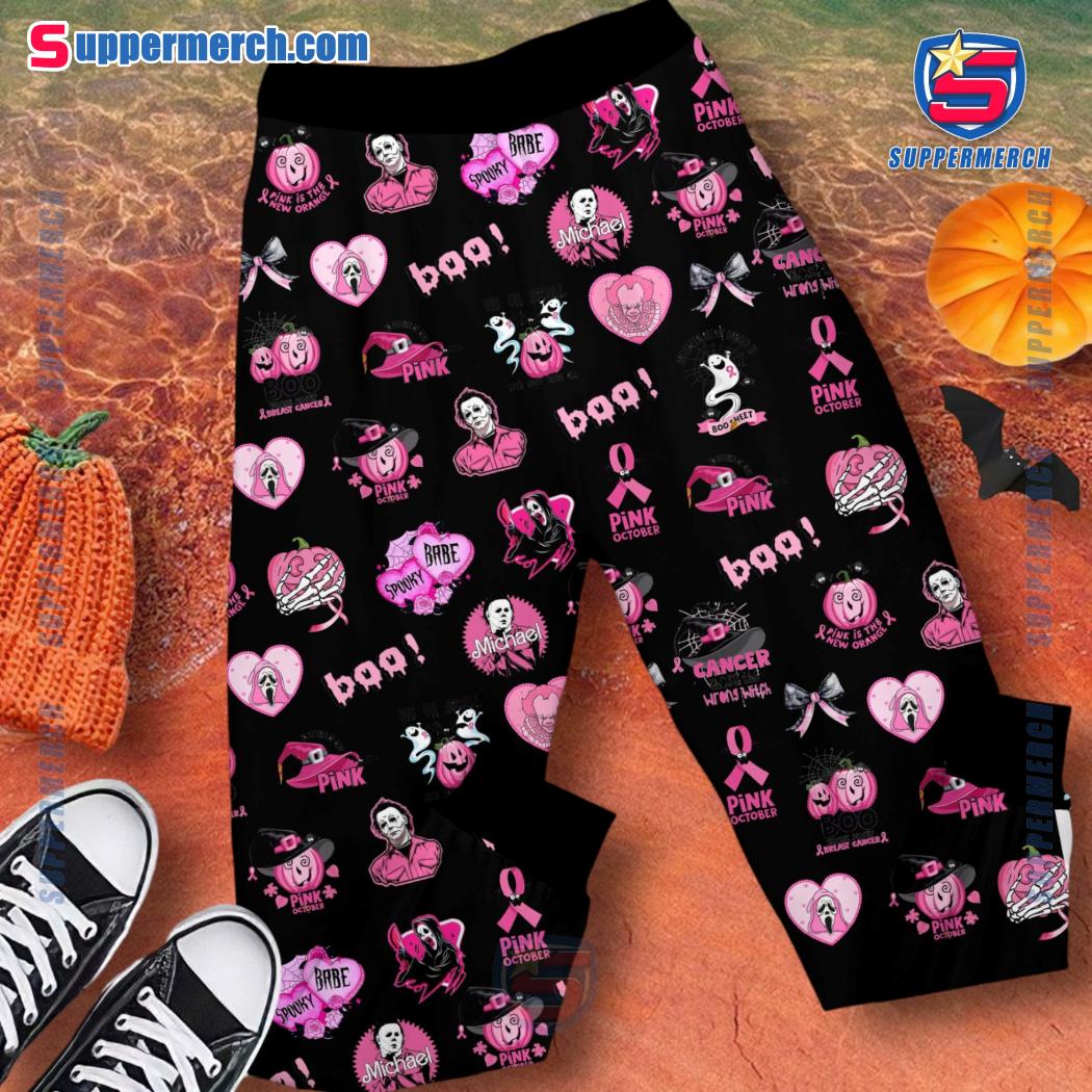 Michael Myers, Jason Voorhees And It In October We Wear Pink Pajamas Set b