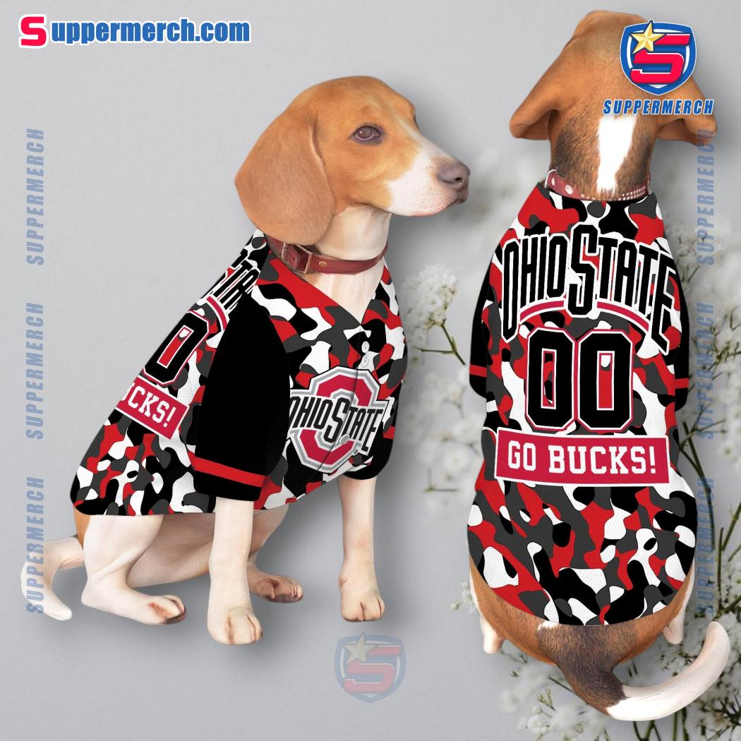 Ohio State Buckeyes Go Bucks Camo Personalized Pet Jersey c