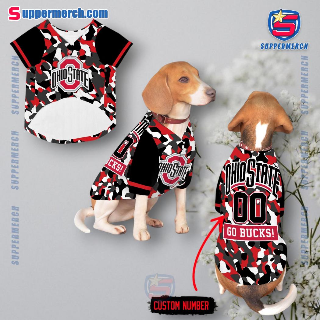 Ohio State Buckeyes Go Bucks Camo Personalized Pet Jersey