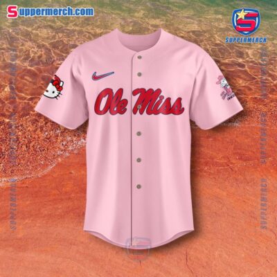 Ole Miss Football X Hello Kitty 2024 Pink Baseball Jersey a