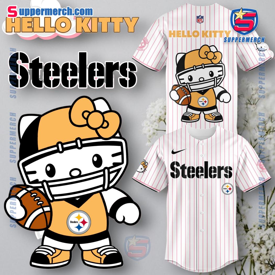 Pittsburgh Steelers X Hello Kitty Thin Stripes Baseball Jersey 2024