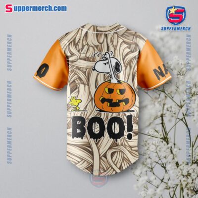 Snoopy Boo I'll Go Off Some Place And Eat Candy Halloween Personalized Baseball Jersey a