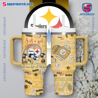 The Peanuts Just A Girl Who Loves Fall And Pittsburgh Steelers 40oz Tumbler With Handle