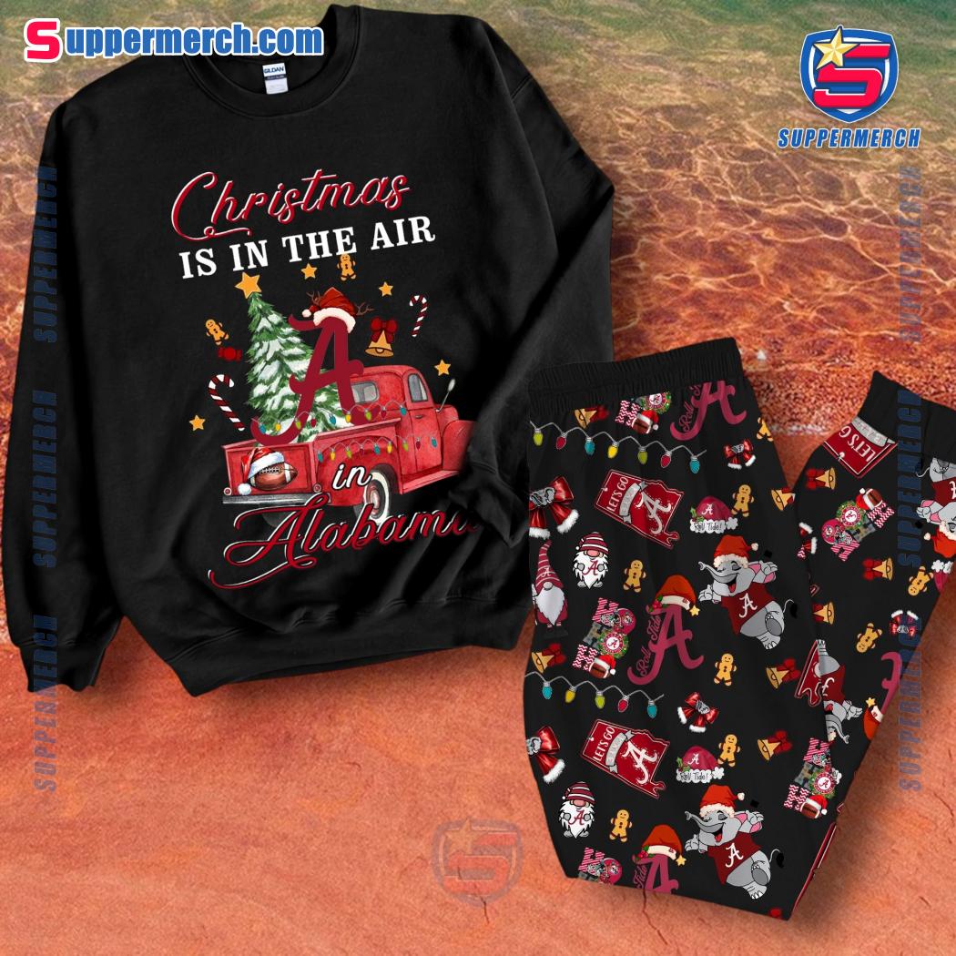 Alabama Crimson Tide Christmas Is In The Air In Alabama Pajamas Set