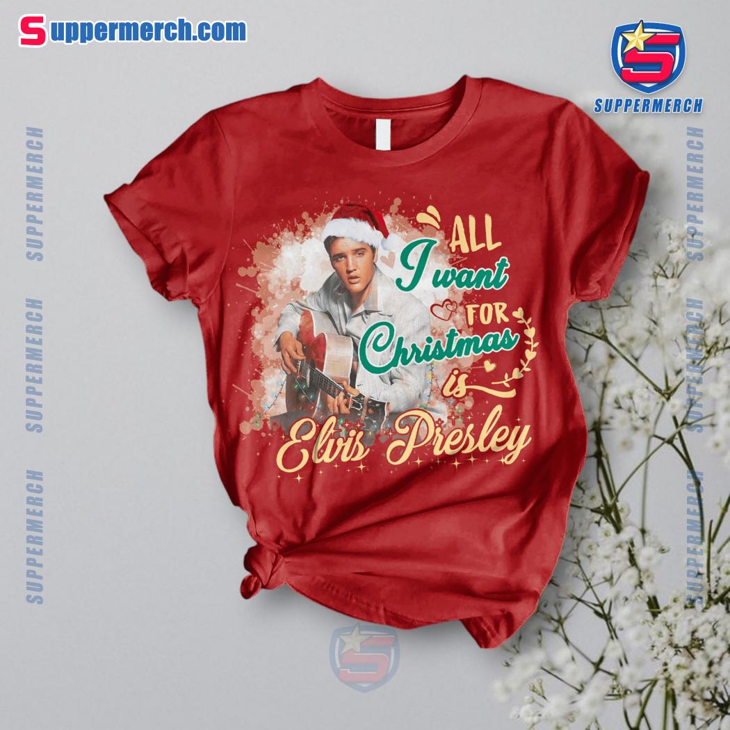 All I Want For Christmas Is Elvis Presley Red Pajamas Set a