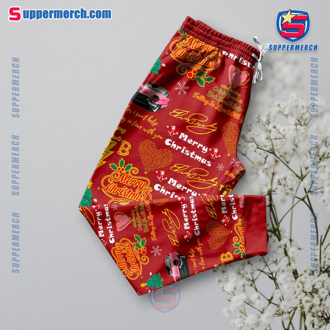 All I Want For Christmas Is Elvis Presley Red Pajamas Set b