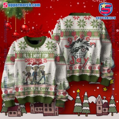 All I Want For Christmas Is Green Day Music Band Ugly Sweater oGrWPhU