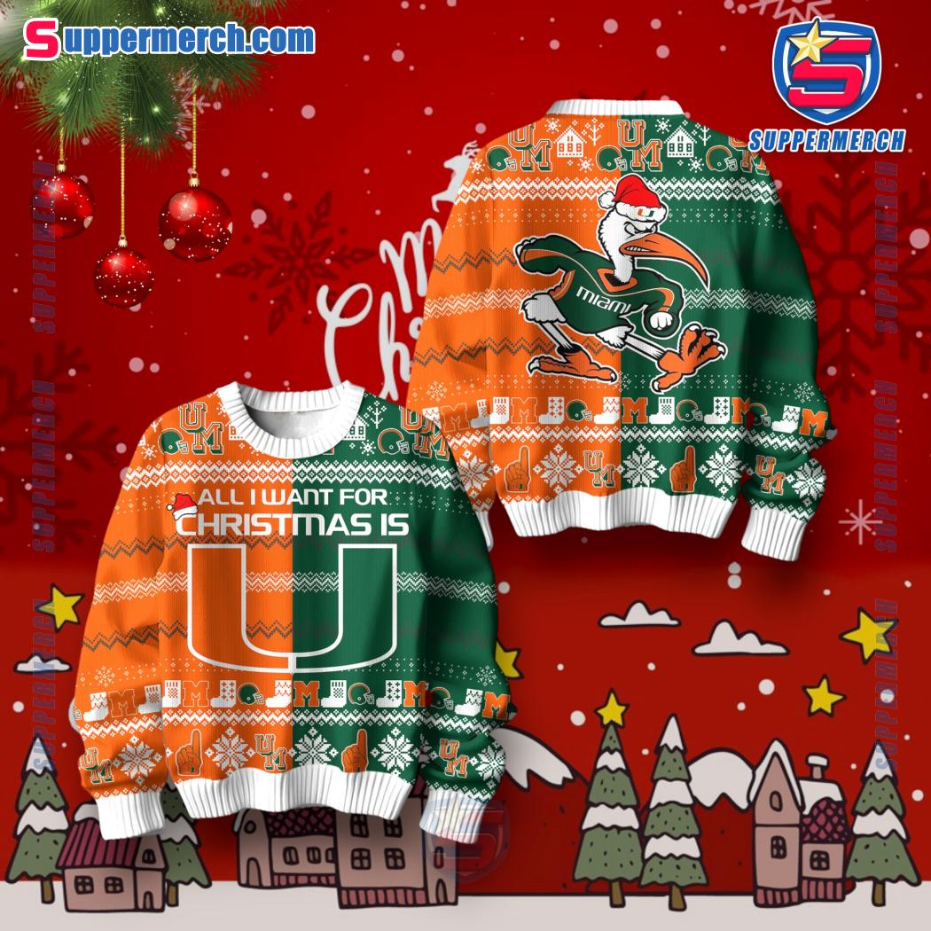 All I Want For Christmas Is Miami Hurricanes Sweater TD2EqMv