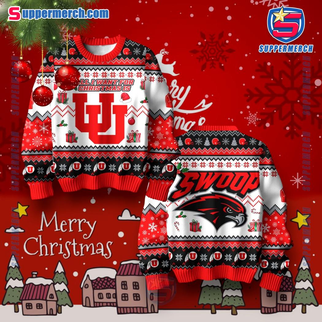 All I Want For Christmas Is Utah Utes Swoop Ugly Sweater gW4QOVN