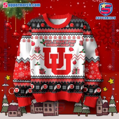 All I Want For Christmas Is Utah Utes Swoop Ugly Sweater-a DKqYrV0