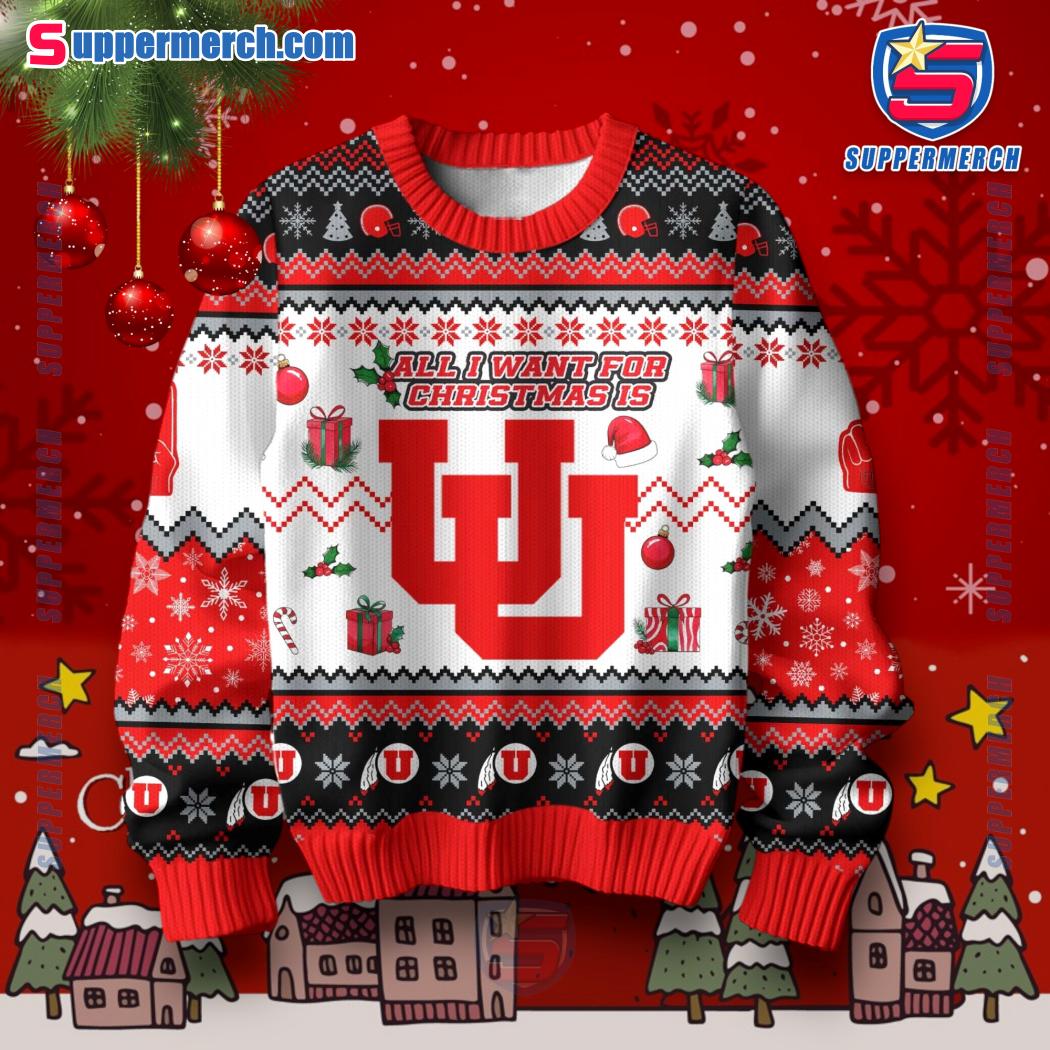 All I Want For Christmas Is Utah Utes Swoop Ugly Sweater-a DKqYrV0
