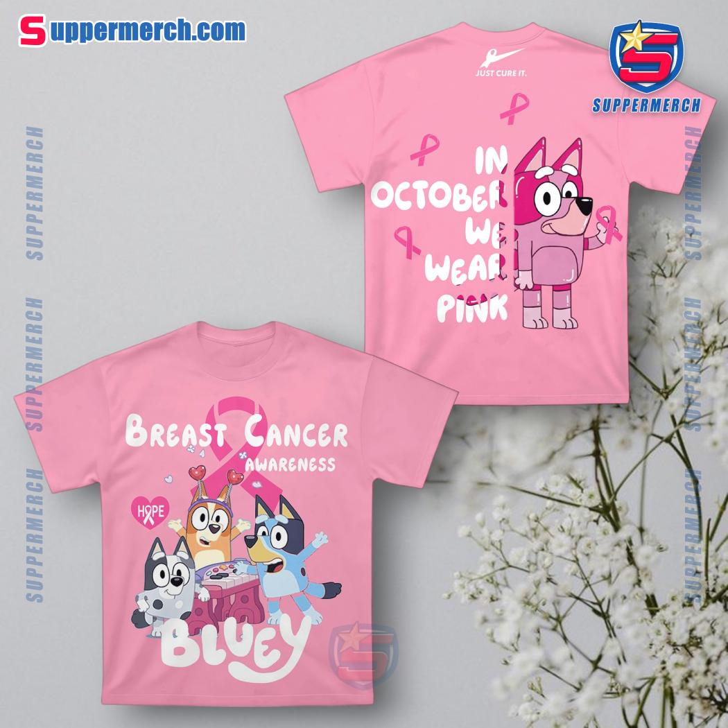 Bluey Breast Cancer Awareness T-shirt, Hoodie