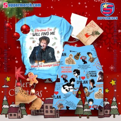 Bob Dylan Christmas Eve Will Find Me Where The Lovelight Gleams Pajamas Set ckVtqZ4