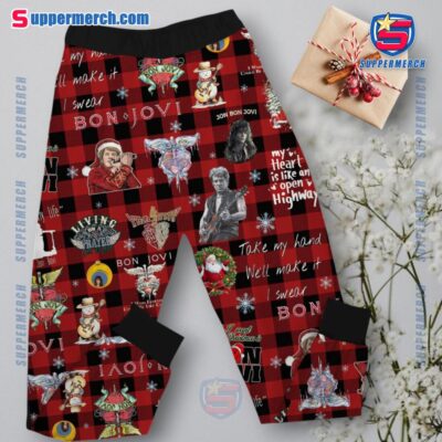 Bon Jovi Believe In Love Believe In Magic Hell Believe In Santa Claus Plaid Pajamas Set-a FB0uTCt
