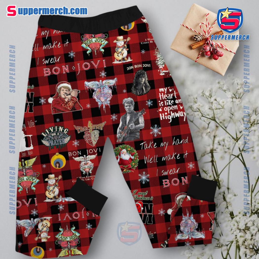 Bon Jovi Believe In Love Believe In Magic Hell Believe In Santa Claus Plaid Pajamas Set-a FB0uTCt