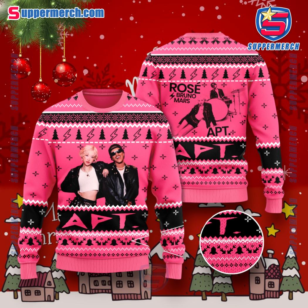 Bruno Mars X Rosé APT. Song Collaboration Ugly Christmas Sweater YQWqgt0