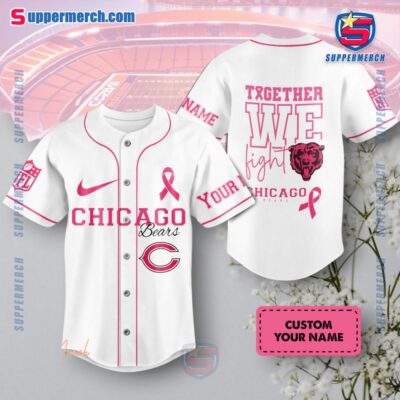 Chicago Bears Together We Fight Breast Cancer Personalized Baseball Jersey