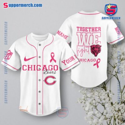 Chicago Bears Together We Fight Breast Cancer Personalized Baseball Jersey a
