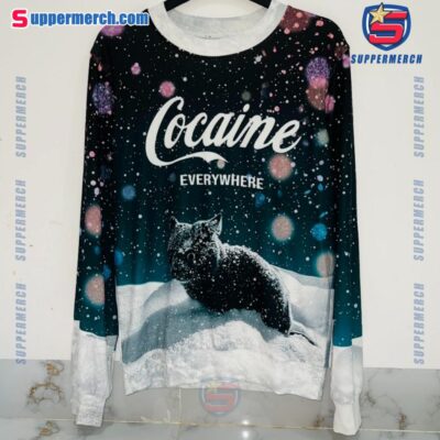 Cocaine Cat Chillin' Snow Day Sweater, Sweatshirt-a FBVvbK1