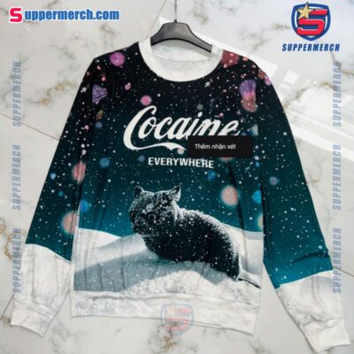 Cocaine Cat Chillin' Snow Day Sweater, Sweatshirt m0rIC5i