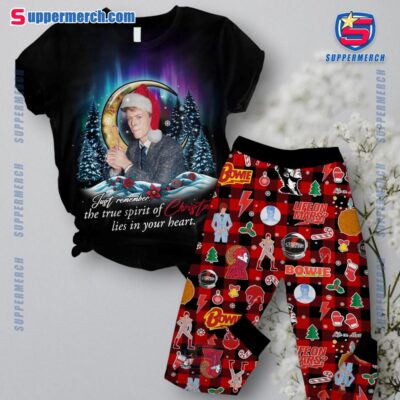 David Bowie Just Remember The True Spirit Of Christmas Lies In Your Heart Pajamas Set jqgPiE4