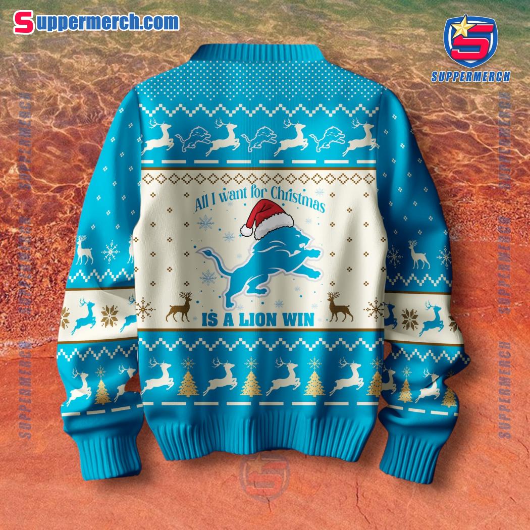 Detroit Lions All I Want For Christmas Is A Lion Win Christmas Sweater-b GXnOqTI