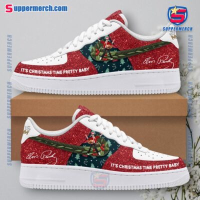 Elvis Presley It's Christmas Time Pretty Baby Signature Red Glitter Air Force Shoes W0JGDMg
