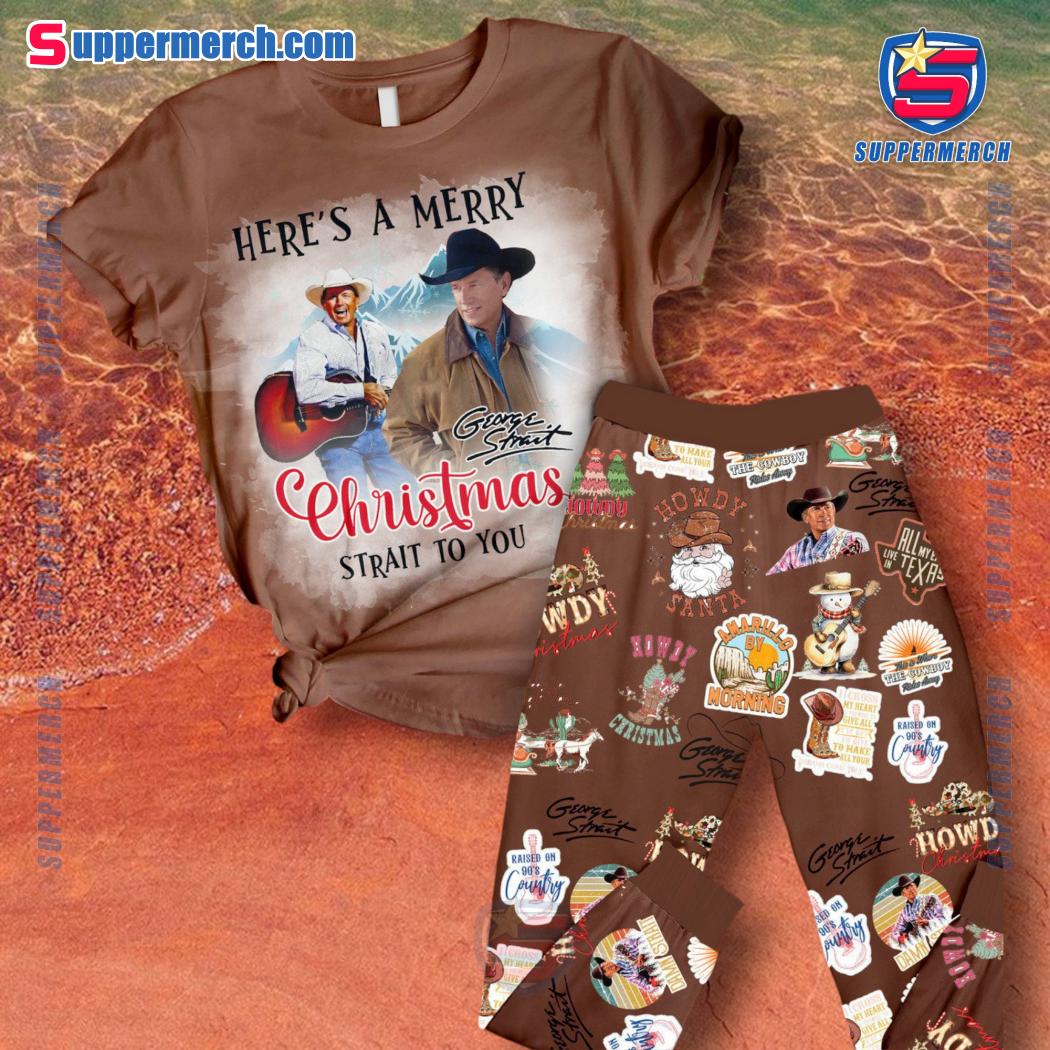 George Strait Here's A Merry Christmas Strait To You Pajamas Set GDxqvsa