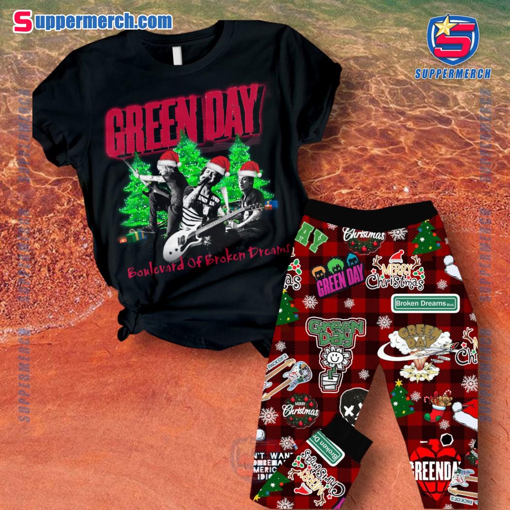 Green Day Boulevard Of Broken Dreams Christmas Pajamas Set wKnyJH3
