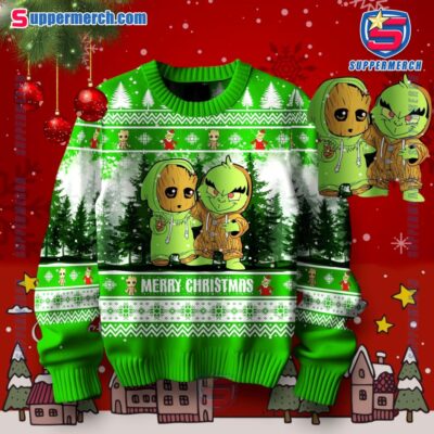 Grinch And Groot Green Christmas Sweater lHvf7J4