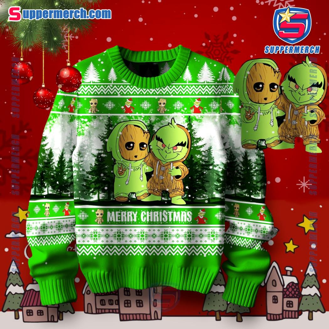 Grinch And Groot Green Christmas Sweater lHvf7J4