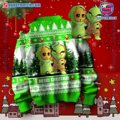 Grinch And Groot Green Christmas Sweater-a HpFcgtI