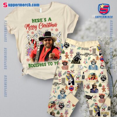 Hank William Jr. Here's A Merry Christmas Bocephus To You Pajamas Set Xir0MWI