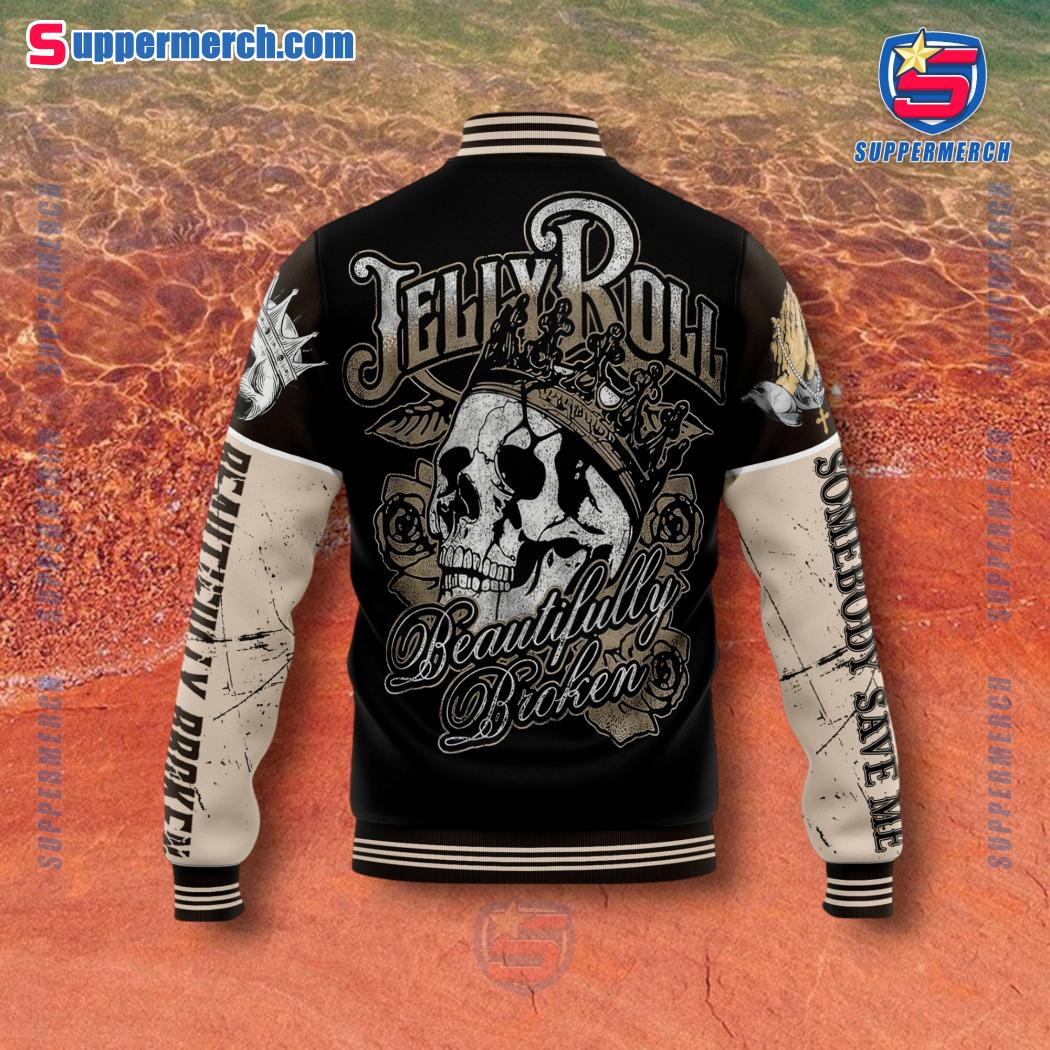 Jelly Roll Beautiful Broken Baseball Jacket-b lJ6MqnT