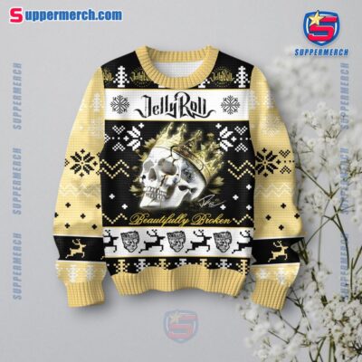 Jelly Roll Beautifully Broken Rollin With Jelly Ugly Christmas Sweater-a grZlJ9I