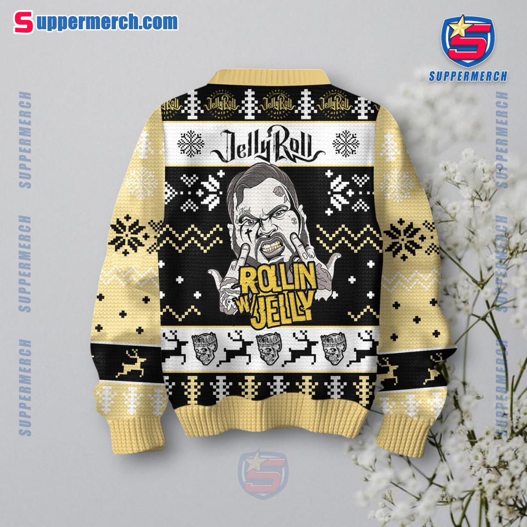 Jelly Roll Beautifully Broken Rollin With Jelly Ugly Christmas Sweater-b jkhSPTq