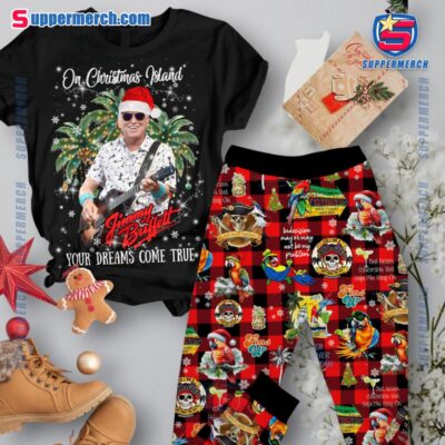 Jimmy Buffett On Christmas Island Your Dreams Come True Plaid Pajamas Set 9pthf3o