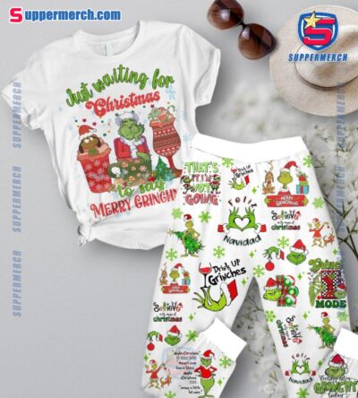 Just Waiting For Christmas To Say Merry Grinchmas Pajamas Set