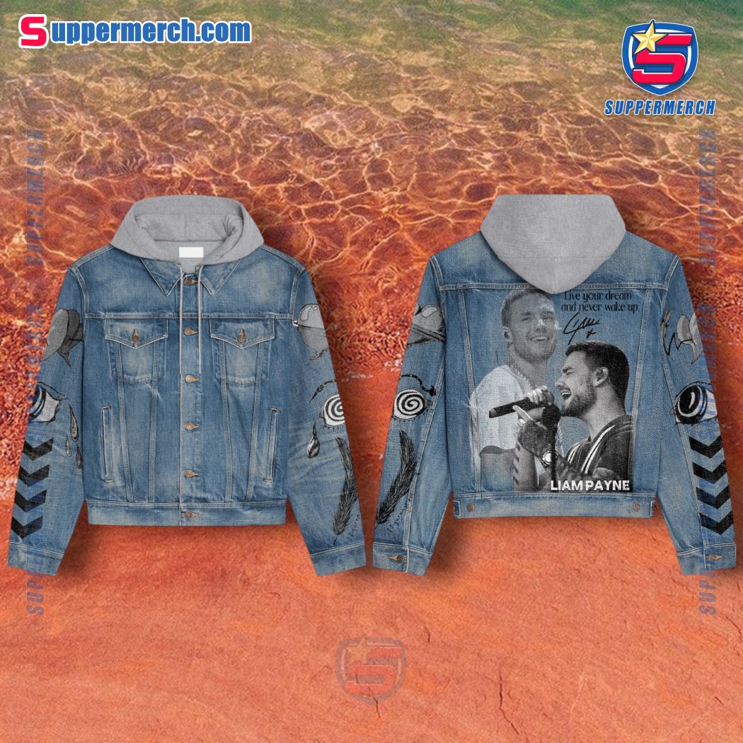 Liam Payne Live Your Dream And Never Wake Up Signature Jean Hoodie Jacket AlxcXC3